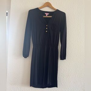 Lilly Pulitzer black Pima cotton jersey 3/4 sleeve dress